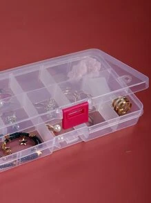1pc Clear Multi-Grid Jewelry Box - Clear - View 2
