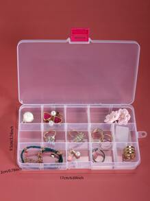 1pc Clear Multi-Grid Jewelry Box - Clear - View 3