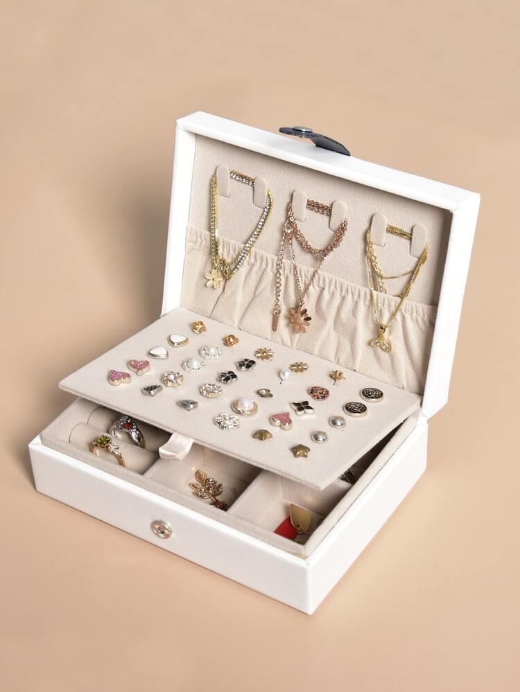 1入組雙層首飾收納盒 - 白色 - 查看 5