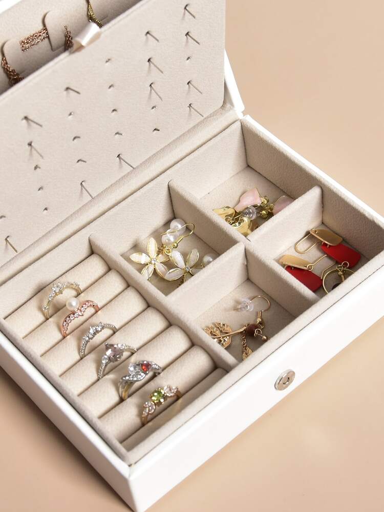 1入組雙層首飾收納盒 - 白色 - 查看 6