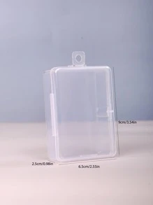 Caja de almacenamiento de plástico multiusos de 1 pieza, caja de almacenamiento reutilizable cuadrada transparente simple - Blanco - Ver 5