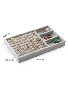 4pcs Jewelry Storage Box, Grey Compartment Jewelry Display Tray For Household, Gift For Valentine's Day Back To School - Grey - View 3
