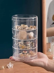 1入組4層透明首飾收納盒可旋轉塑料多層首飾收納盒 - 無色 - 查看 4