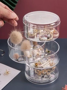 1入組4層透明首飾收納盒可旋轉塑料多層首飾收納盒 - 無色 - 查看 5