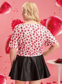 áo nữ kích thước lớn Thắt nút Trọn gói Rau quả Tất cả trên in Giải trí - Nhiều màu - Xem 2