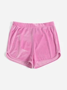 SHEIN EZwear Quần đùi nữ màu trơn Giải trí - Hồng - Xem 3