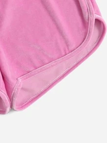 SHEIN EZwear Quần đùi nữ màu trơn Giải trí - Hồng - Xem 4