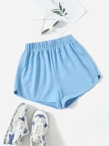 Quần đùi nữ Túi Tim Giải trí - Màu xanh nhạt - Xem 2