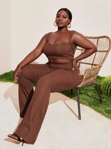 Slaydiva 大碼紋理質感短款背心 - 巧克力棕 - 查看 3