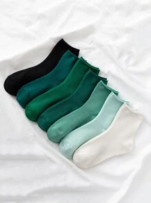 7pairs Solid Crew Socks - Multicolor - View 1