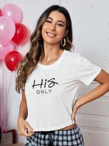 Bộ đồ ngủ Nữ Thắt nút Kẻ sọc Lá thư Giải trí - Nhiều màu - Xem 3