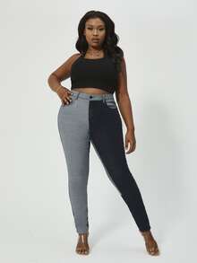 SHEIN SXY 大碼撞色緊身牛仔褲 - 彩色 - 查看 5