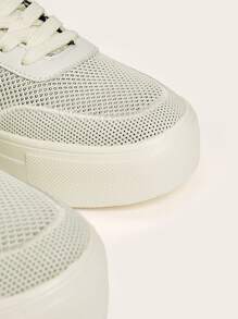 Cuccoo Graphic Knit Lace-up Front Sneakers - Beige - View 3