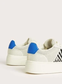 Cuccoo Graphic Knit Lace-up Front Sneakers - Beige - View 7