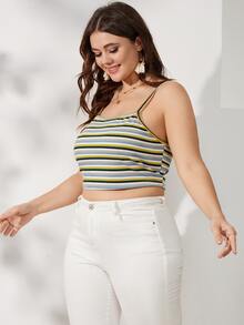 Áo hai dây Plus Size Lộ Lưng Gân đan Sọc Giải trí - Nhiều màu - Xem 5