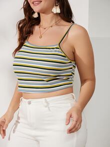 Áo hai dây Plus Size Lộ Lưng Gân đan Sọc Giải trí - Nhiều màu - Xem 6