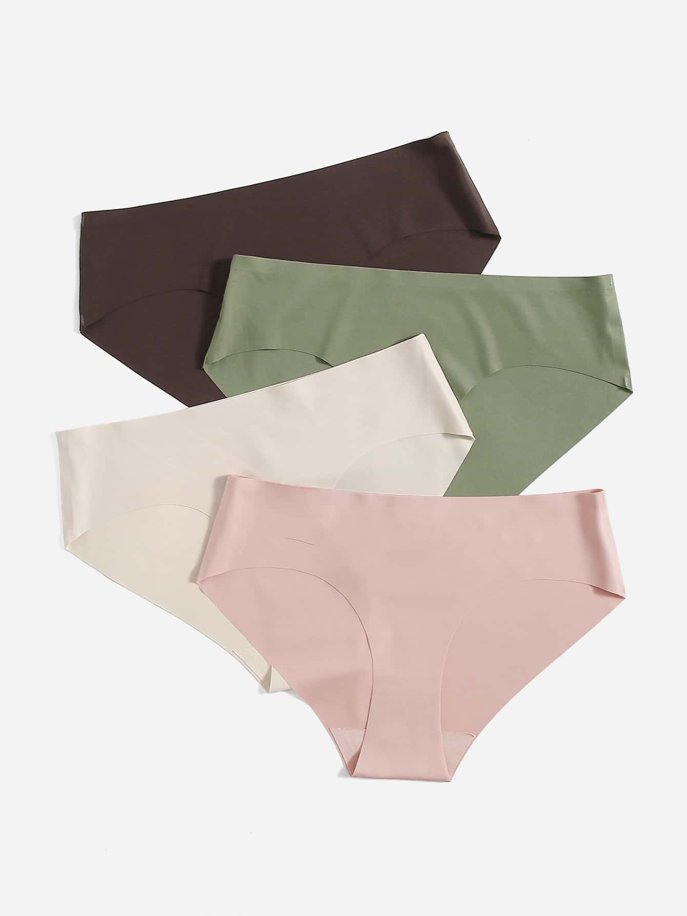 LUVLETTE Pachet de 4 articole de bază cu talie joasă, fără sudură, fără sudură, cu uscare rapidă, set de chiloți pentru femei
