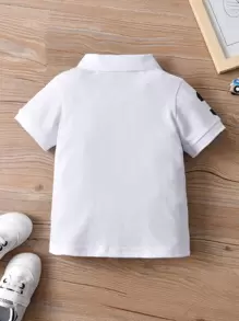 SHEIN 兒童恐龍刺繡短袖polo衫