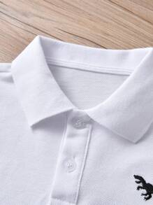 SHEIN 兒童恐龍刺繡短袖polo衫