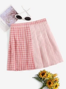 SHEIN Qutie Tartan Print Pleated Skirt - Multicolor - View 1