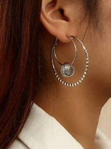 雙環耳墜 - 銀色 - 查看 1