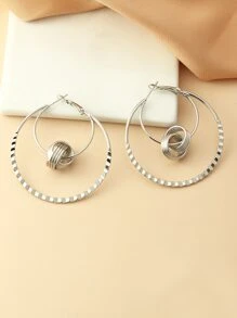 雙環耳墜 - 銀色 - 查看 2