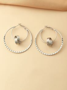 雙環耳墜 - 銀色 - 查看 4