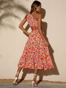 Bộ đồ hai mảnh nữ Bất đối xứng Viên lá sen Dải chun Hoa Tất cả trên in Boho - Nhiều màu - Xem 2