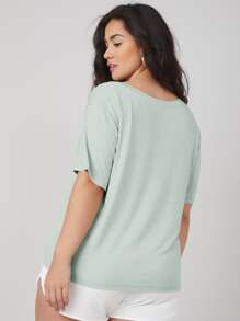 SHEIN BASICS Top escote V - verde menta - Ver 2