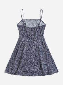 Soleia Plus Allover Plants Cami Dress - Navy Blue - View 2