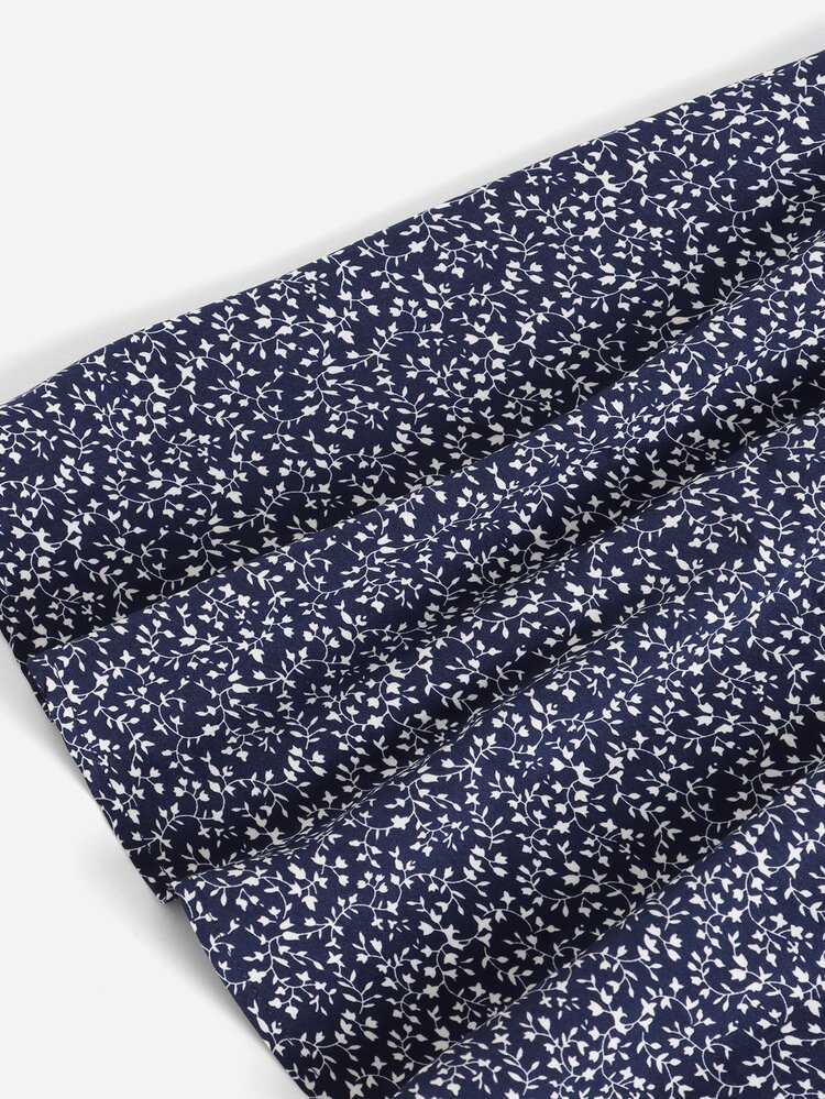 Soleia Vestido de tirantes con plantas - Azul Marino - Añade 4