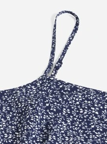 Soleia Plus Allover Plants Cami Dress - Navy Blue - View 5