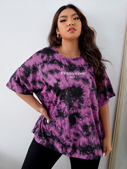 T-shirt à lettres tie dye