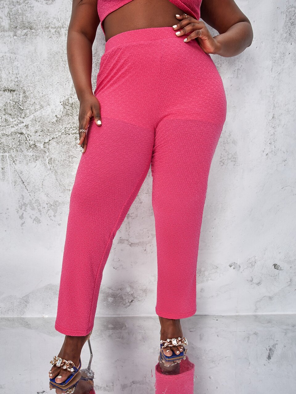 Plus Elastic Waist Flare Leg Pants
