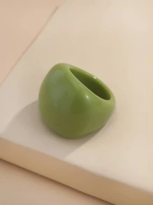 Resin Chunky Ring - Green - View 5
