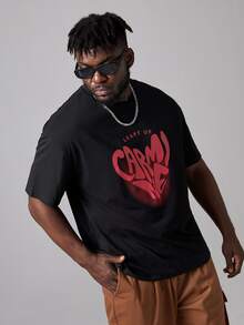 Manfinity Tops Nam Slogan Giải trí - màu đen - Xem 4