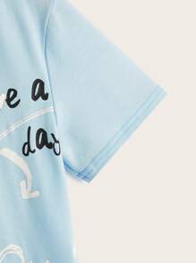 SHEIN 男孩字母任務圖案T恤