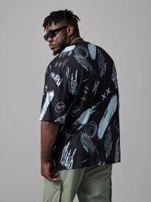 EASEVO Camiseta gráfica holgada de hombro caído con eslogan para hombres - Multicolor - Ver 2