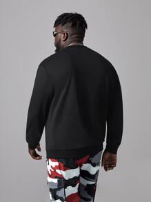 Manfinity VCAY Men Plus Letter & Heart Print Pullover - Black - View 2