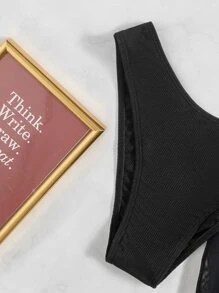 Bộ 3 bộ bikini hở lưng trơn & váy đi biển trang trí tua rua, cho kỳ nghỉ hè - màu đen - Xem 5