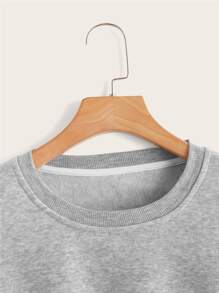 SHEIN EZwear Sudadera de hombros caídos con cordón con forro térmico - Gris - Ver 3