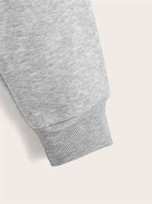 SHEIN EZwear Sudadera de hombros caídos con cordón con forro térmico - Gris - Ver 4