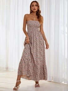 SHEIN Clasi 碎花抹胸連衣裙 - 彩色 - 查看 4