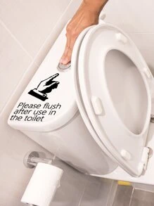 1pc Slogan Graphic Toilet Lid Sticker, Black Closestool Sticker For Bathroom,Stickers,Wall Decal, Vinyl Decal For Home Decorations,Spring Decoration Items Refresh Your Home,Rama Decoration Stickers Gifts Birthday Graduation - Black - View 4