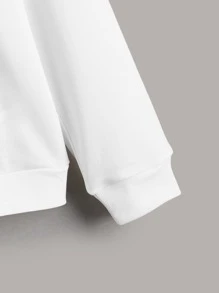 SHEIN Tween Boy Reflective Cartoon Graphic Spliced Sweatshirt - Black and White - View 5