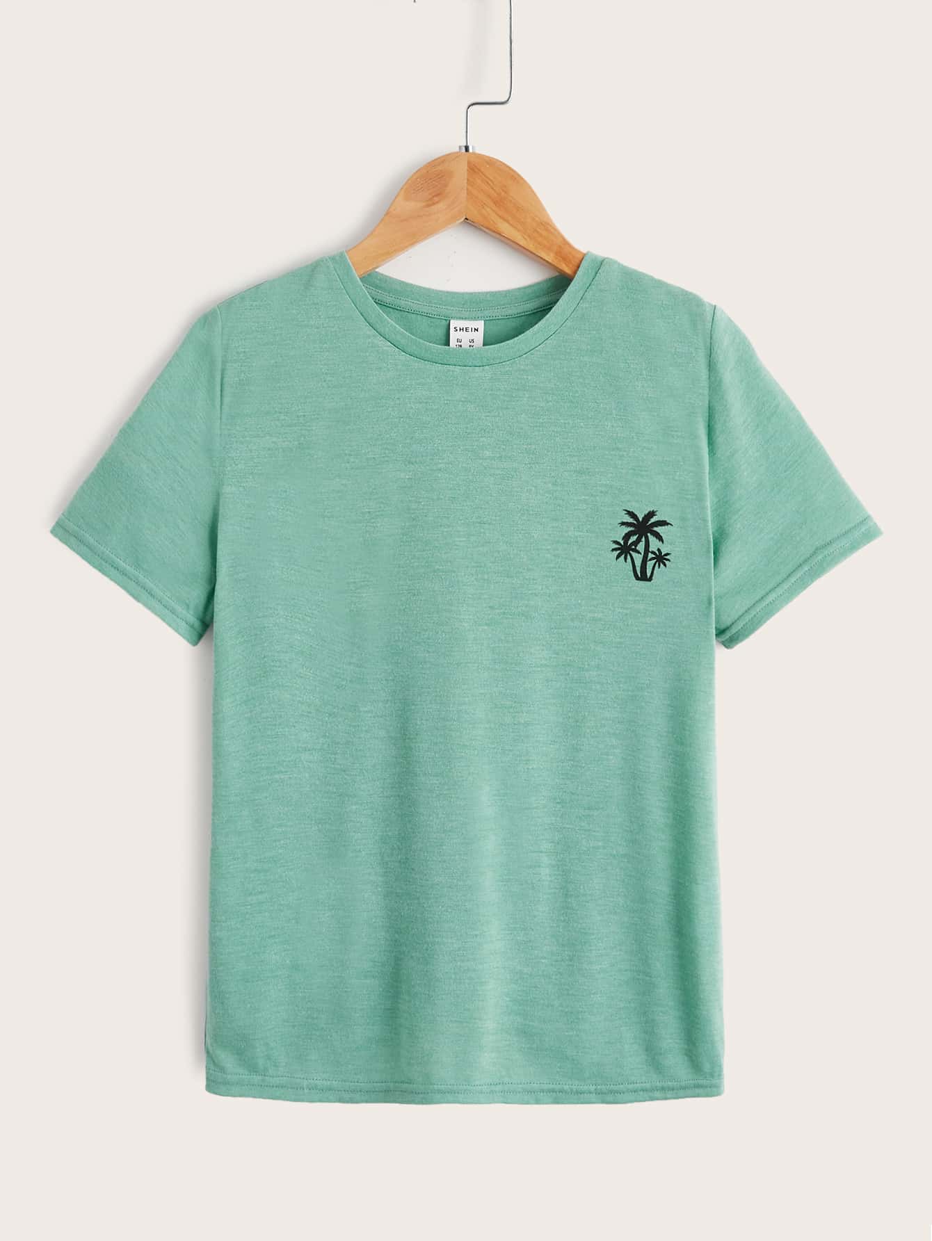 SHEIN Boys Coconut Tree Print Tee - Mint Green - View 1