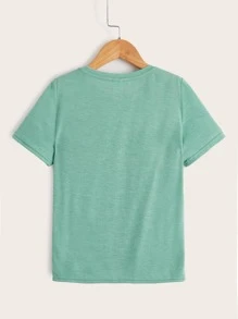 SHEIN Boys Coconut Tree Print Tee - Mint Green - View 2