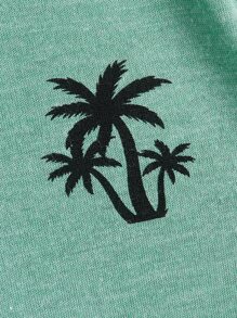 SHEIN Boys Coconut Tree Print Tee - Mint Green - View 3