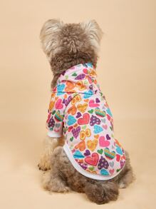 Valentine's Day Lightweight Colorful Heart Striped Lips Cat Dog Hooded Pet Sweatshirt - Multicolor - View 3