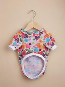 Valentine's Day Lightweight Colorful Heart Striped Lips Cat Dog Hooded Pet Sweatshirt - Multicolor - View 4